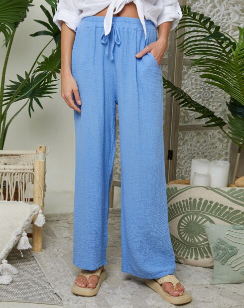 Clara indigo broek van 100% linnen