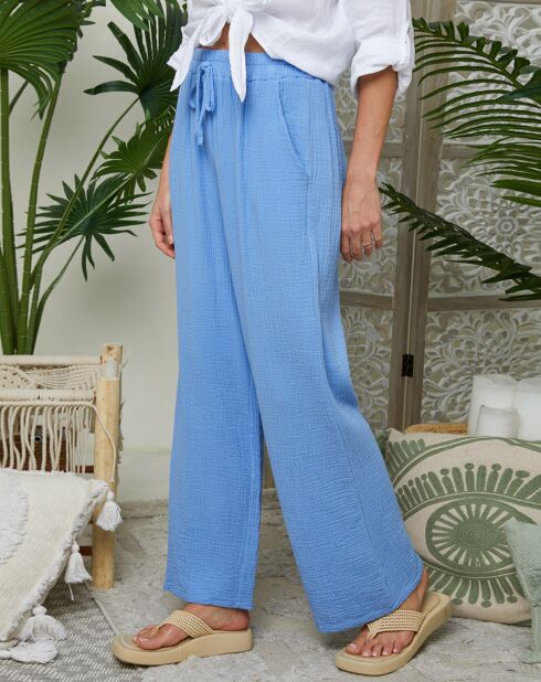 Clara indigo broek van 100% linnen