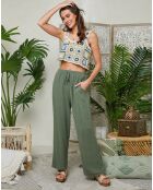 Pantalon 100% Lin Clara kaki