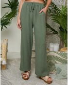 Pantalon 100% Lin Clara kaki
