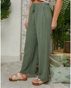 Pantalon 100% Lin Clara kaki