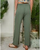 Pantalon 100% Lin Clara kaki