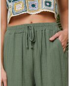 Pantalon 100% Lin Clara kaki