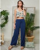 Pantalon 100% Lin Clara marine