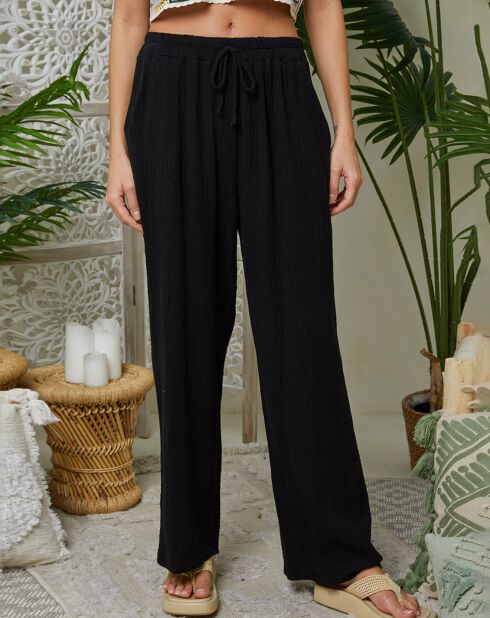 Zwarte broek van 100% linnen Clara