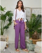 Violette Hose Clara aus 100% Leinen