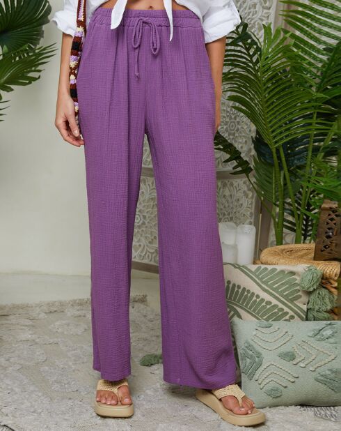 Violette Hose Clara aus 100% Leinen
