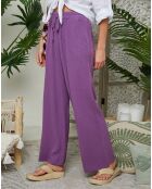 Violette Hose Clara aus 100% Leinen