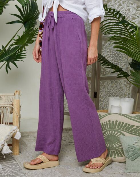 Violette Hose Clara aus 100% Leinen