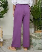 Violette Hose Clara aus 100% Leinen