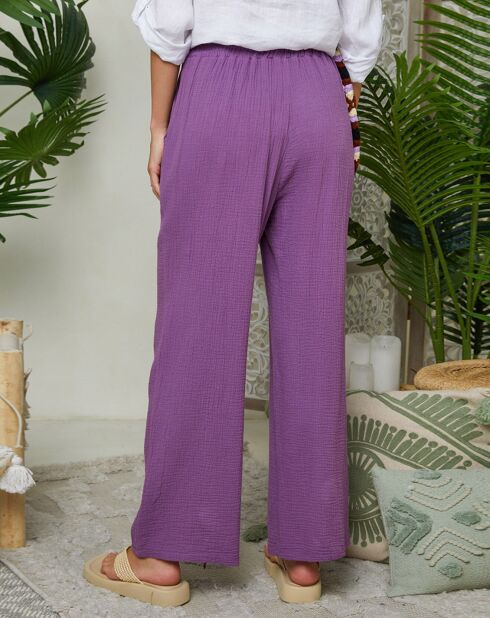Violette Hose Clara aus 100% Leinen