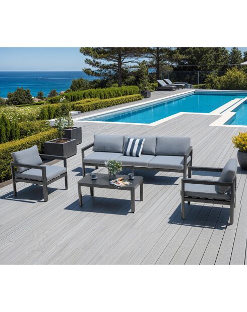 Salon de jardin seatle gris anthracite/gris perle