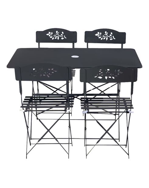 Ensemble repas verone table + 4 chaises verone gris anthracite