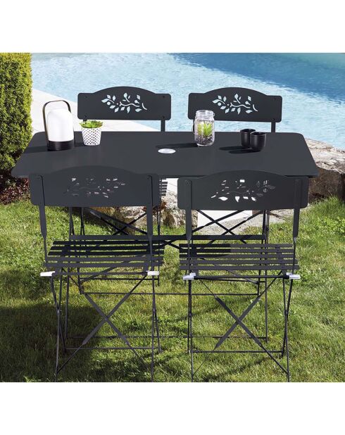 Ensemble repas verone table + 4 chaises verone gris anthracite