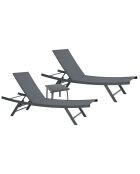 2 Transats de jardin et table basse Ario gris anthracite