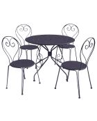 Ensemble repas casablanca table ronde + 4 chaises gris anthracite