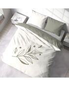 Parure housse de couette Herbier blanc/kaki