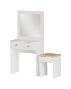 Coiffeuse Azura doré/blanc - table de maquillage : 65x139x35 cm