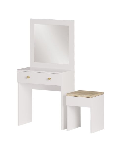 Coiffeuse Azura doré/blanc - table de maquillage : 65x139x35 cm