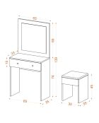 Coiffeuse Azura doré/blanc - table de maquillage : 65x139x35 cm