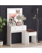 Coiffeuse Azura doré/blanc - table de maquillage : 65x139x35 cm