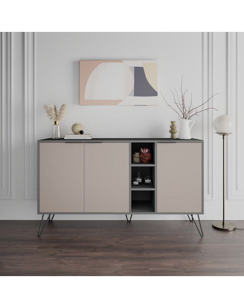 Console Clara  marron clair/anthracite - 142x83x35.6 cm