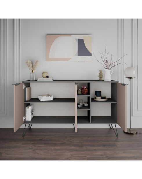 Console Clara  marron clair/anthracite - 142x83x35.6 cm