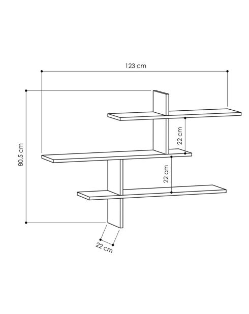 Étagère murale Leo chêne - 123x80.5x22 cm