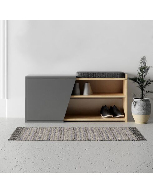 Meuble à chaussures Fiona  chêne/anthracite - 104x37x47 cm