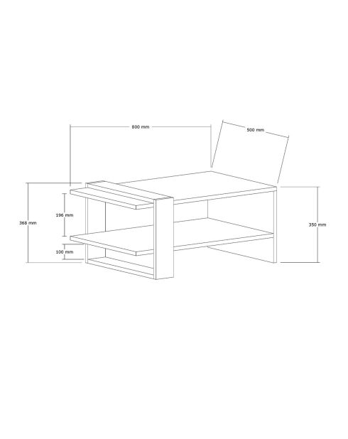 Table basse Fonda blanc/anthracite - 80x35x55 cm