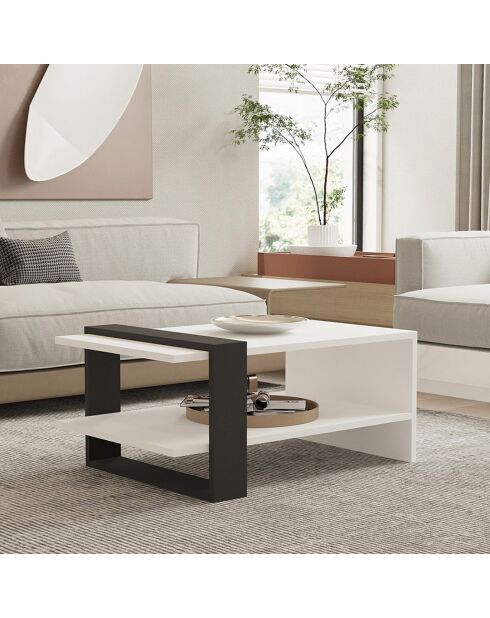 Table basse Fonda blanc/anthracite - 80x35x55 cm