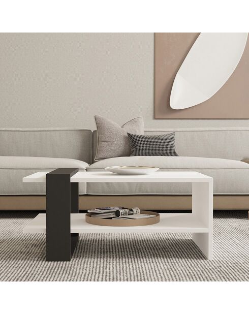 Table basse Fonda blanc/anthracite - 80x35x55 cm