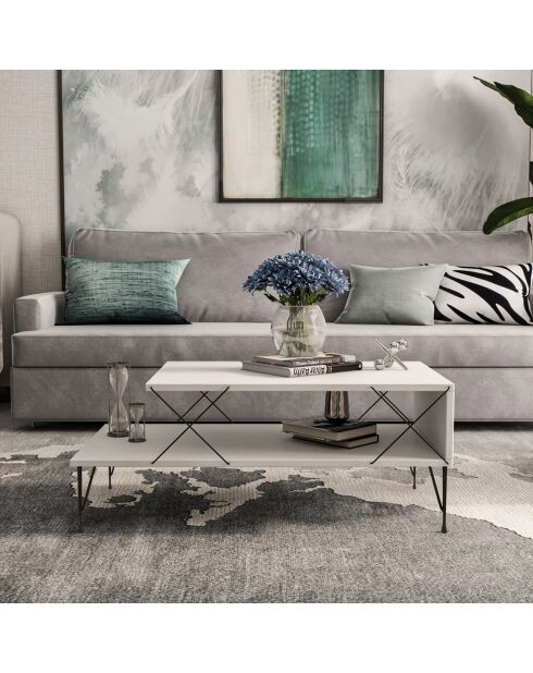 Table basse Loire  blanche - 100x40x50 cm