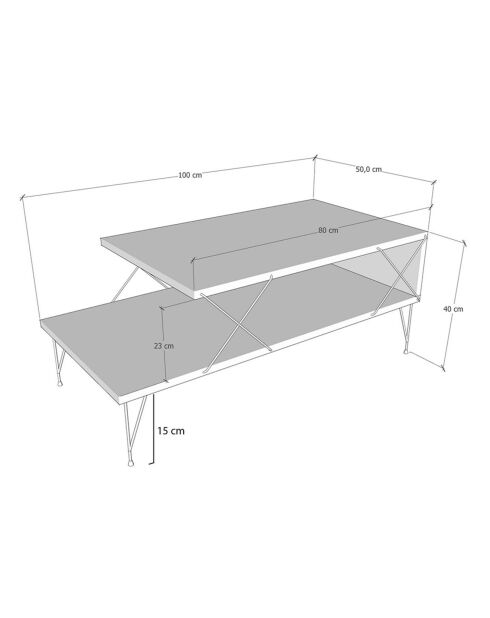 Table basse Loire  blanche - 100x40x50 cm