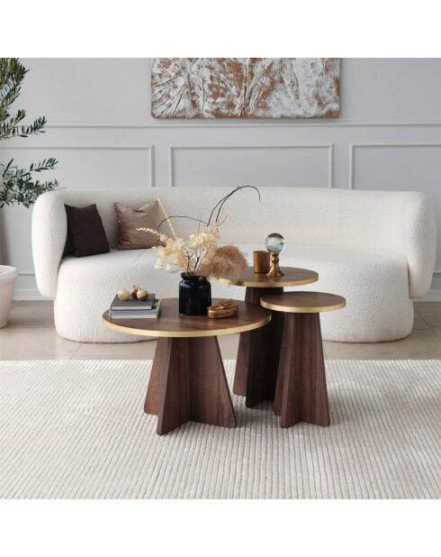 Table basse Mushroom noyer/doré - 60x40x60 cm