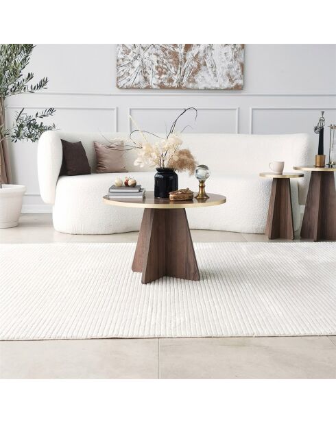 Table basse Mushroom noyer/doré - 60x40x60 cm