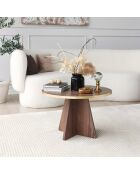 Table basse Mushroom noyer/doré - 60x40x60 cm