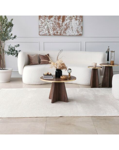 Table basse Mushroom noyer/doré - 60x40x60 cm