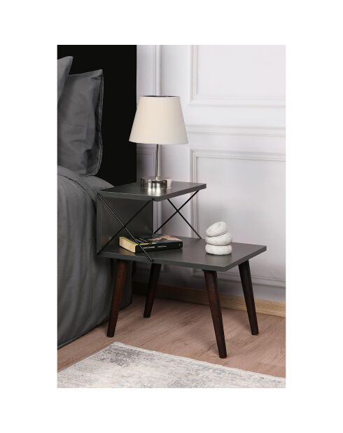 Table de nuit Cross anthracite - Largeur des pieds : 50x55x40 cm