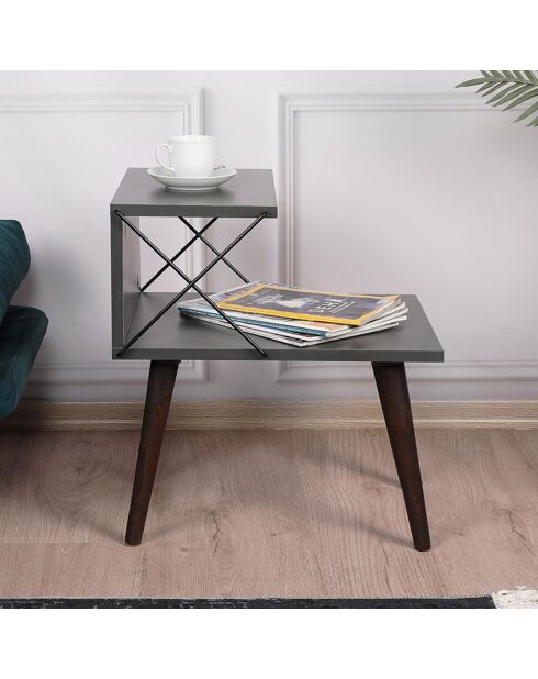 Table de nuit Cross anthracite - Largeur des pieds : 50x55x40 cm