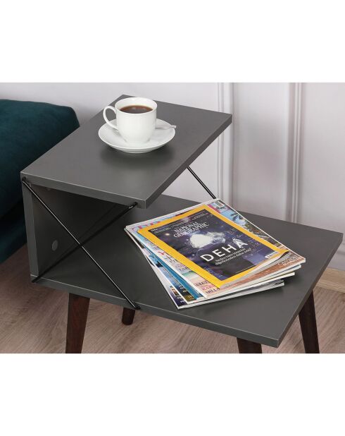 Table de nuit Cross anthracite - Largeur des pieds : 50x55x40 cm
