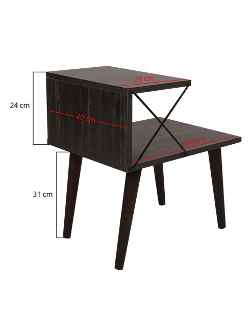 Nachtkastje Cross donkerbruin - 50x55x40 cm