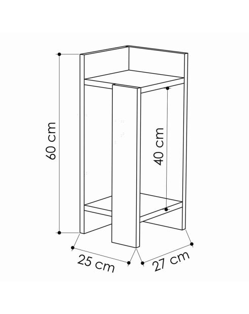 Table de nuit Elos Droite  moka - 25x60x27 cm