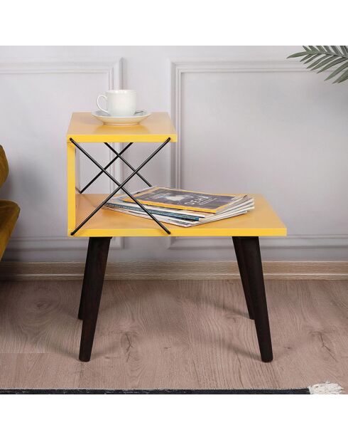 Table de nuit Cross jaune -  50x55x40 cm