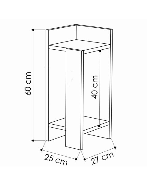 Table de nuit Elos Gauche  moka - 25x60x27 cm