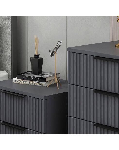 Table de nuit Kale plus anthracite - 50x47x40 cm