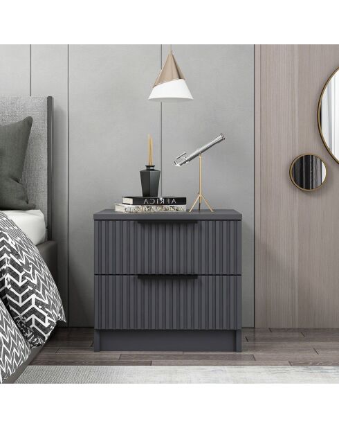 Table de nuit Kale plus anthracite - 50x47x40 cm