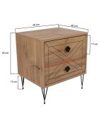 Table de nuit Luna  pin - 50x55x40 cm