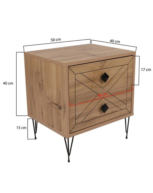 Table de nuit Luna  pin - 50x55x40 cm