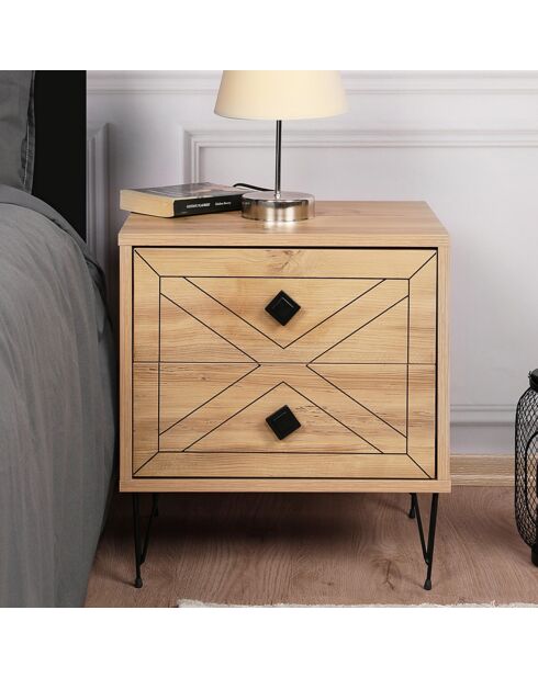 Table de nuit Luna  pin - 50x55x40 cm